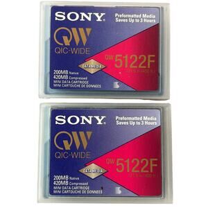 Sony QW QIC-WIDE, QW5122F 200MB/400mb Mini Data Cartridge lot 2 bundle